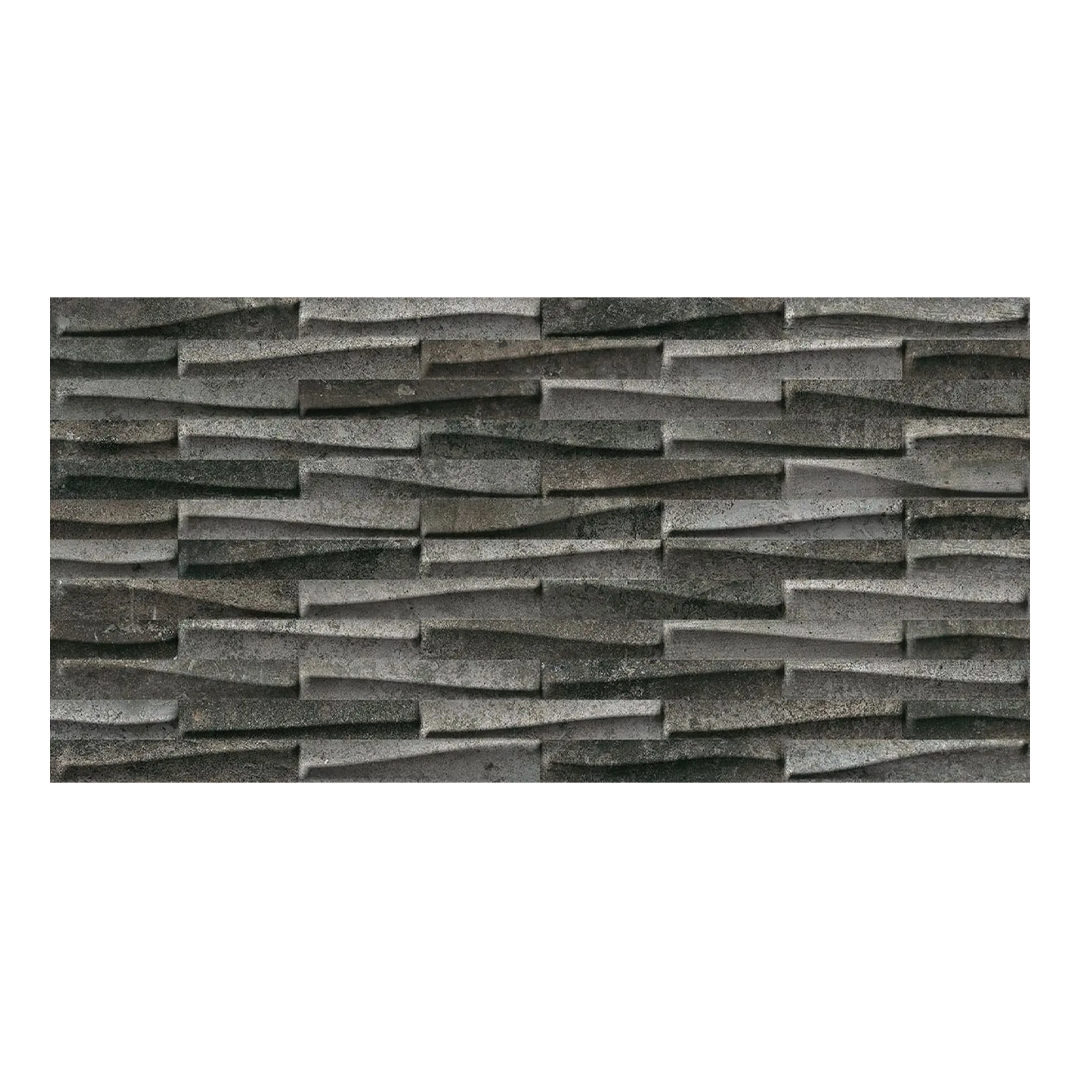 298x598mm Ceramiche Piemme - Castlestone Muretto Black