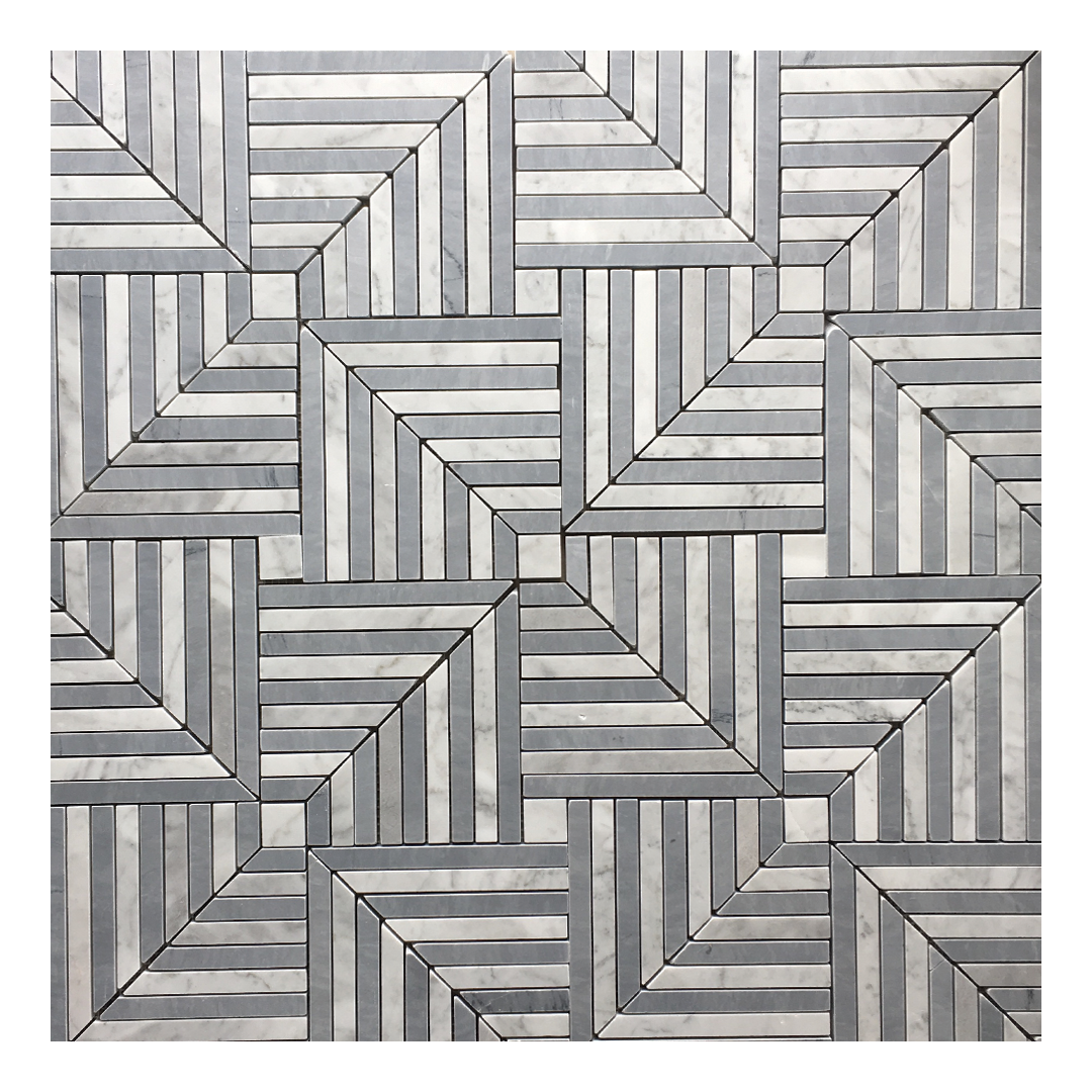 305x305mm EDS - Chicago Maze Carrara with Bardiglio Marble Mosaic