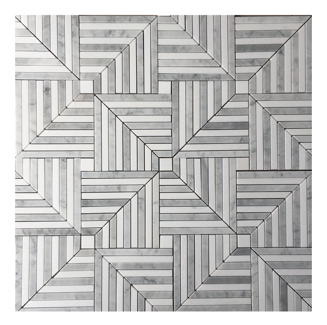 305x305mm EDS - Chicago Maze Carrara with Thassos Marble Mosaic