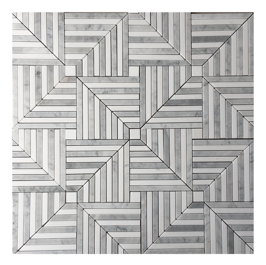 305x305mm EDS - Chicago Maze Carrara with Thassos Marble Mosaic