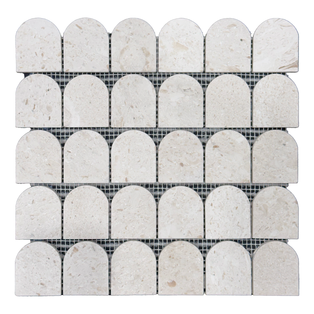308x314mm EDS - Baby Arch Myra Limestone Mosaic