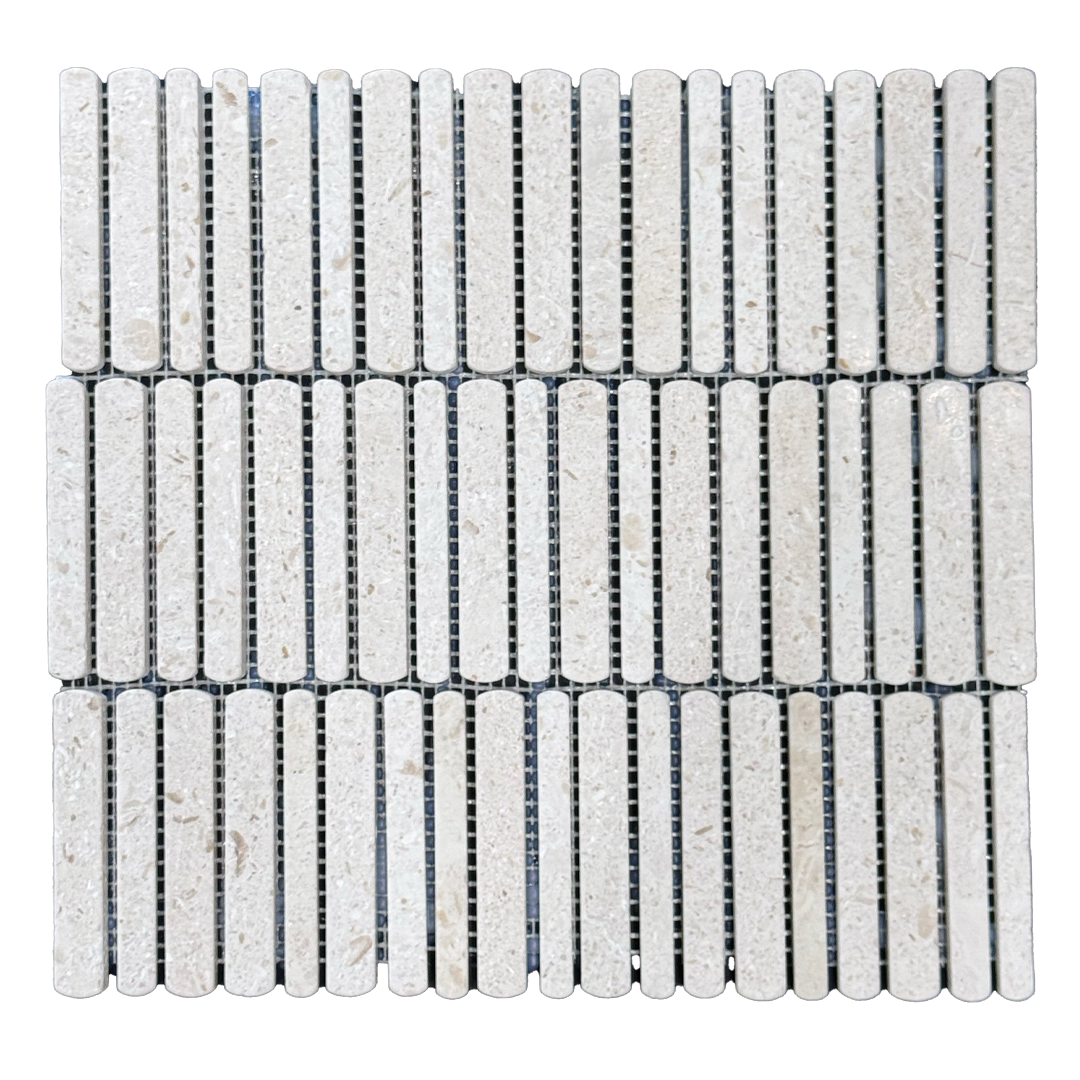 298x327mm EDS - Staggered Baby Kitkats Myra Limestone Mosaic