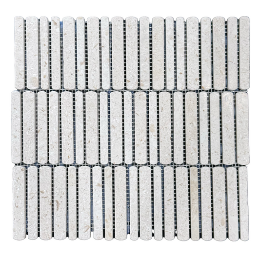 298x327mm EDS - Staggered Baby Kitkats Myra Limestone Mosaic
