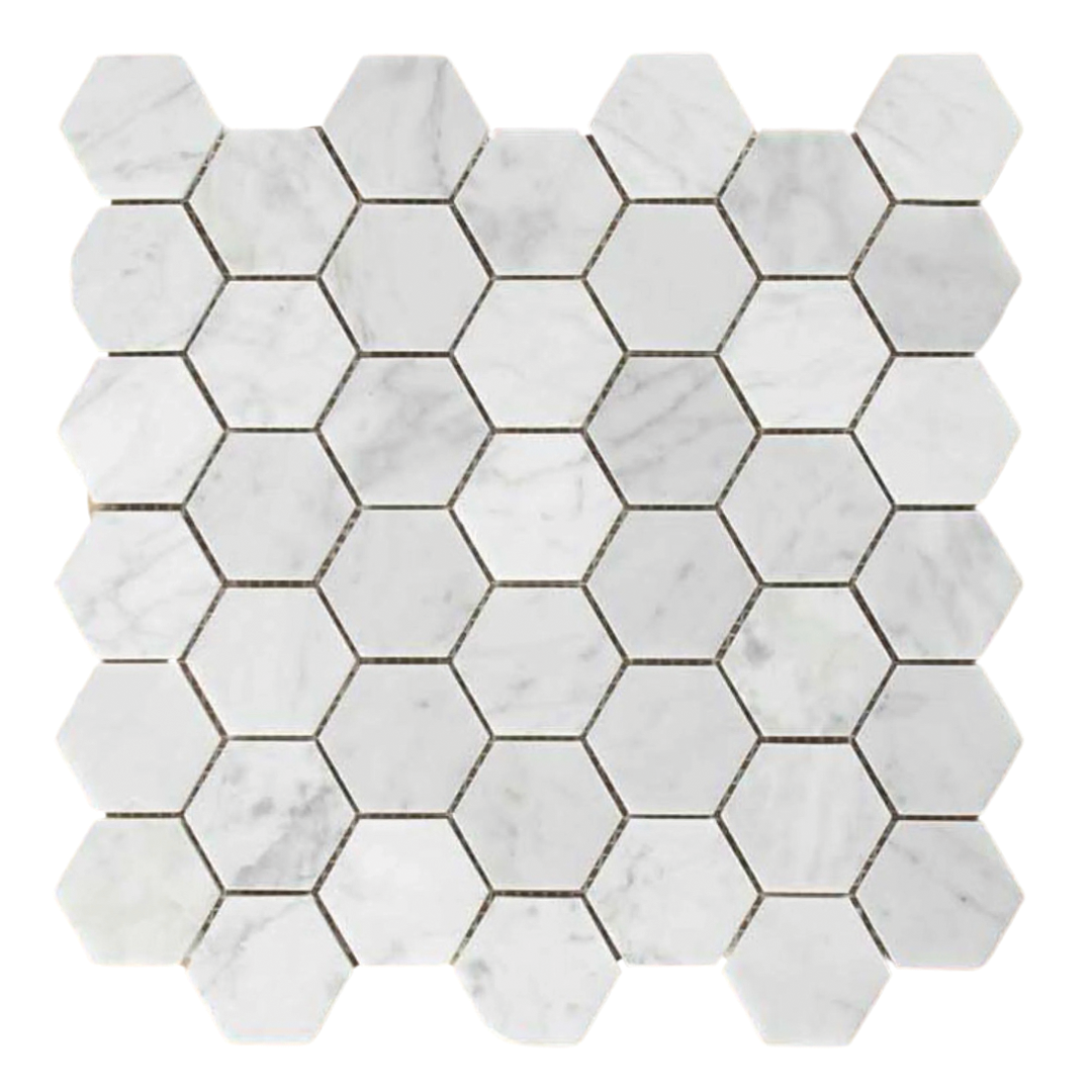 300x300mm EDS - Carrara Hexagon Marble Mosaic