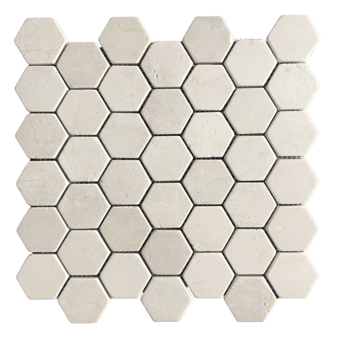 300x300mm EDS - Crema Marfil Hexagon Marble Mosaic