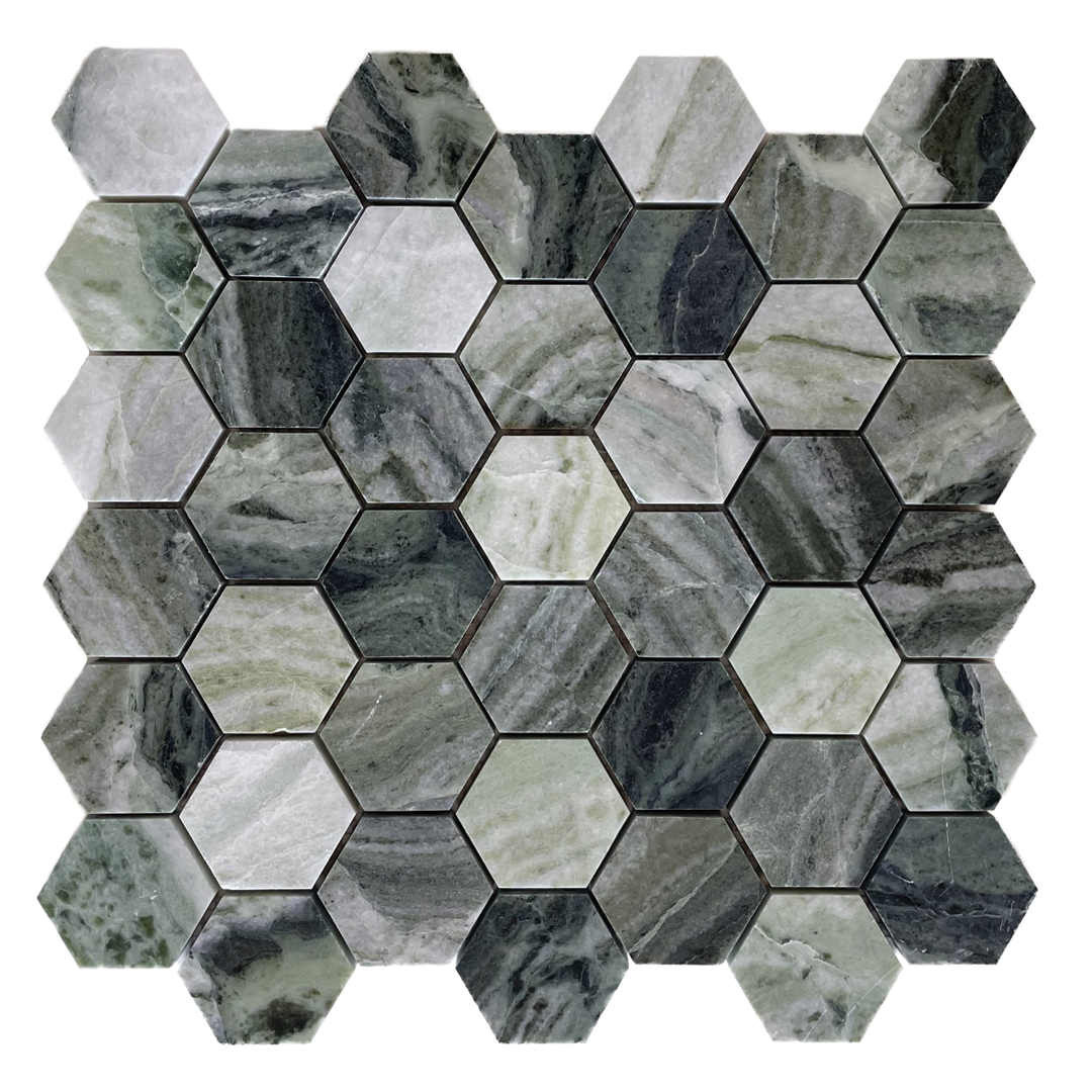 298x305mm EDS - Fontana Verde Hexagon Marble Mosaic