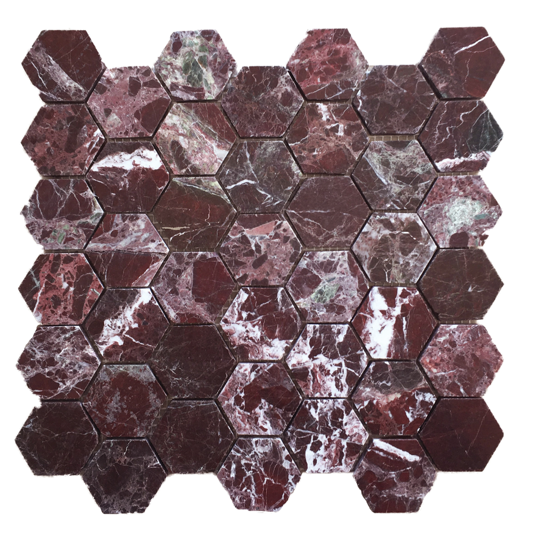 305x305mm EDS - Mortiz Wine Marble Hexagon Mosaic