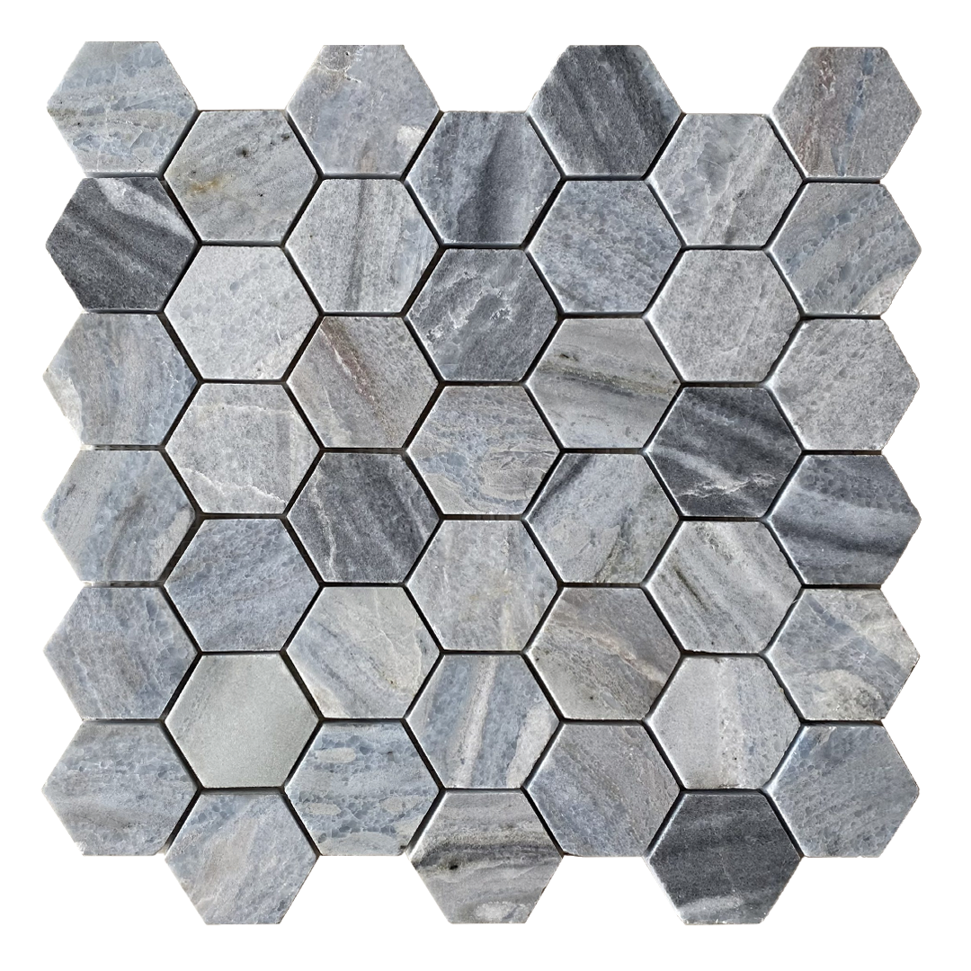 298x305mm EDS - Nestos Blue Hexagon Marble Mosaic (Copy)