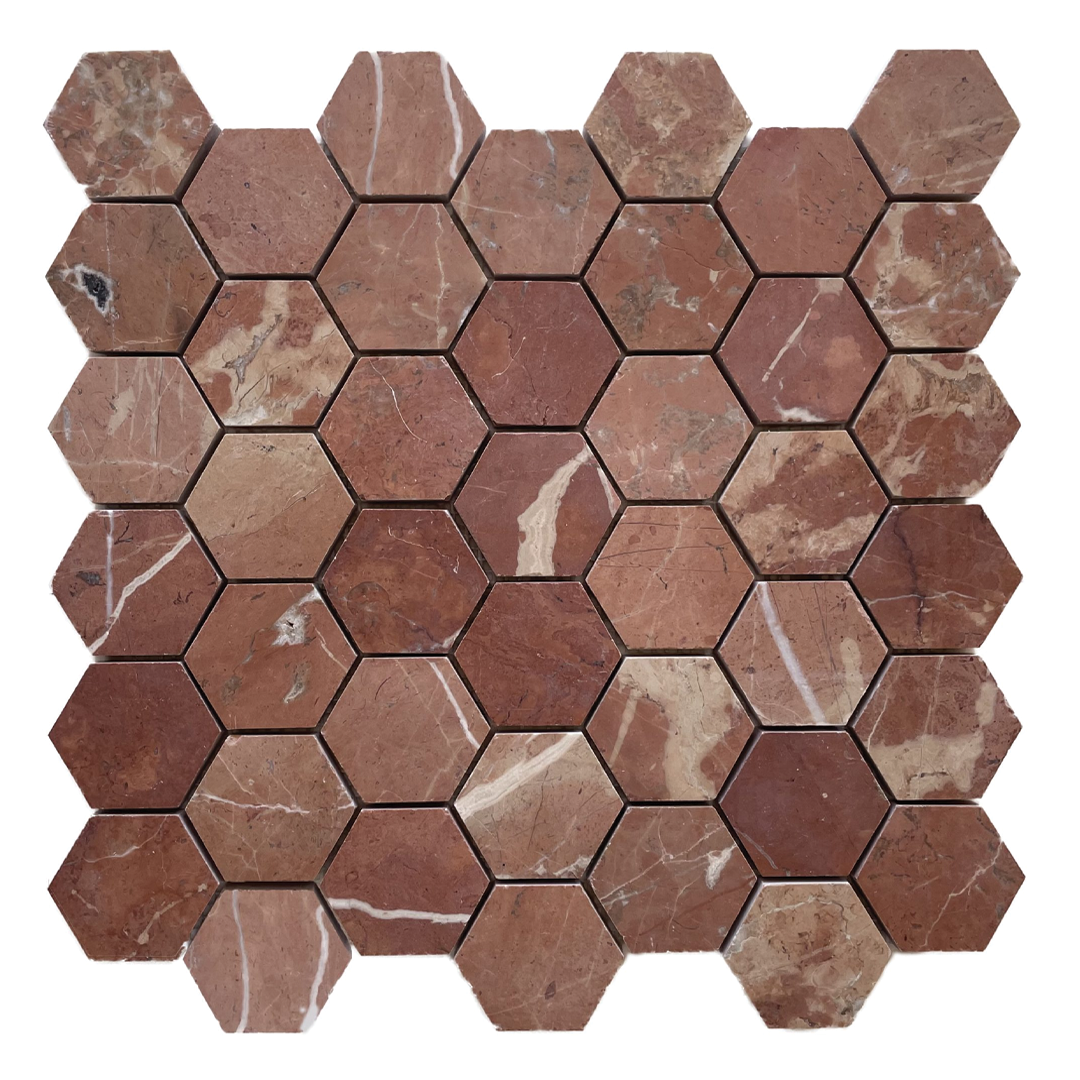300x300mm EDS - Rojo Alicante Hexagon Marble Mosaic