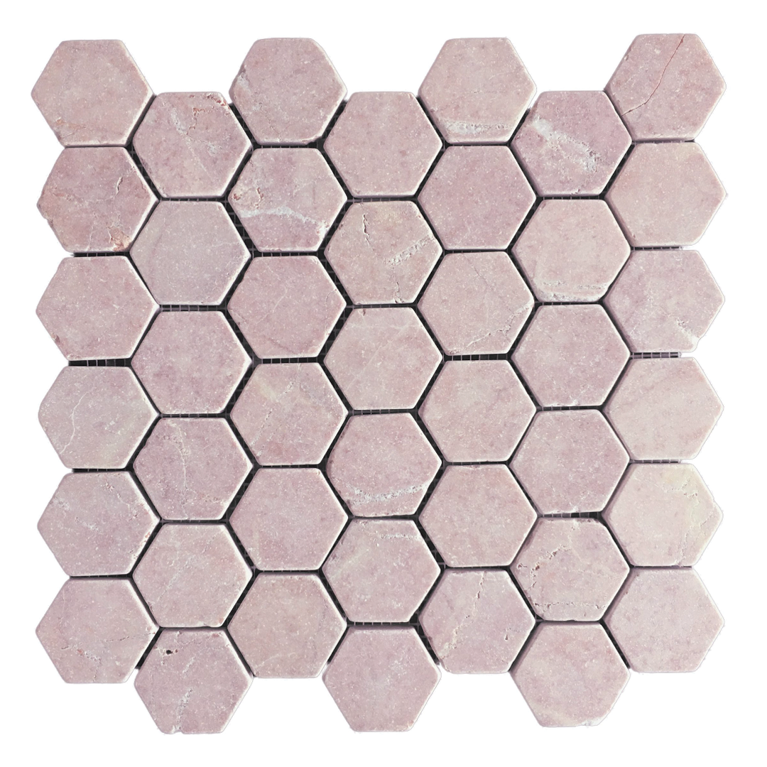 300x300mm EDS - Crema Rosso Hexagon Marble Mosaic