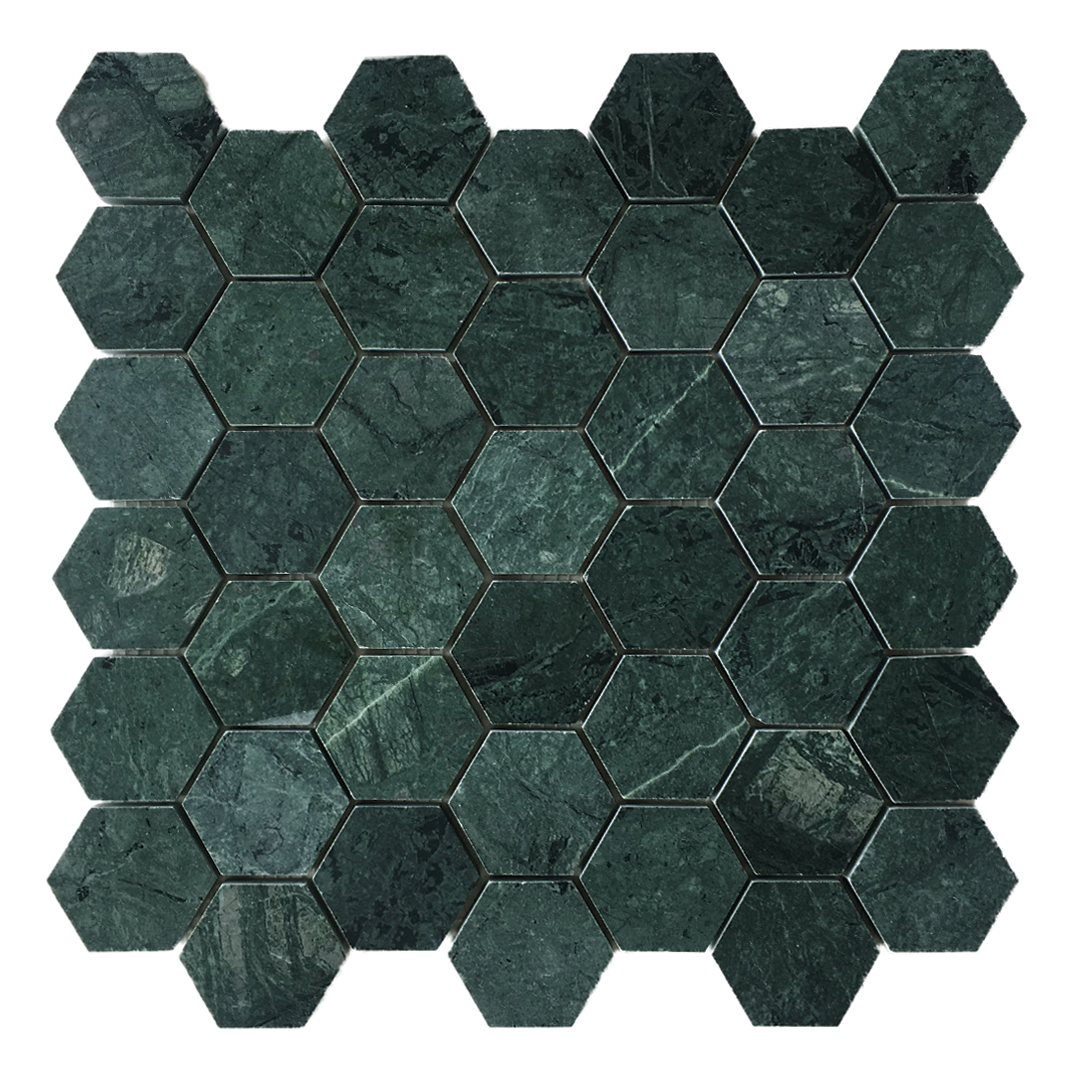 300x300mm EDS - Taj Green Hexagon Marble Mosaic