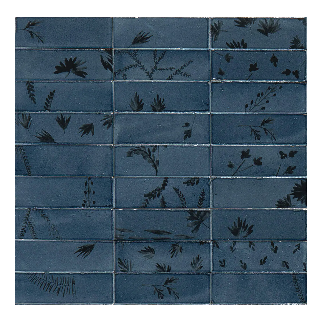 50x150mm Marazzi - Rice Blu Decoro Leaf Lux