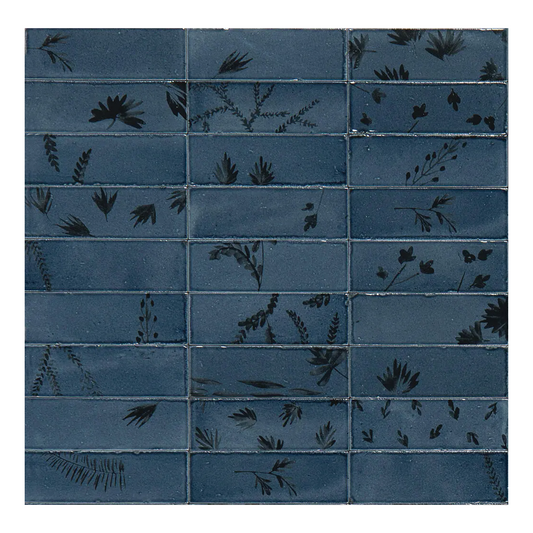 50x150mm Marazzi - Rice Blu Decoro Leaf Lux