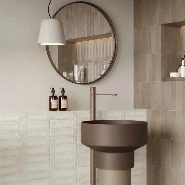 Elite Design Studio -  60x240mm Marca Corona - Miniature Fornace Formella Bianco Minerale
