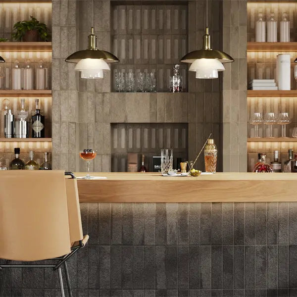Elite Design Studio -  60x240mm Marca Corona - Miniature Fornace Formella Nero Fumo