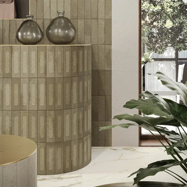 Elite Design Studio -  60x240mm Marca Corona - Miniature Fornace Formella Verde Muschio