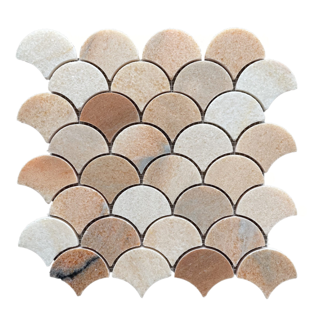285x285mm EDS - Rosa Porogallo Fan Marble Mosaic