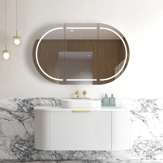 Otti - 1200wx450hx450d Bondi 1200mm Satin White Fluted Wall Hung Vanity (Cabinet Only)
