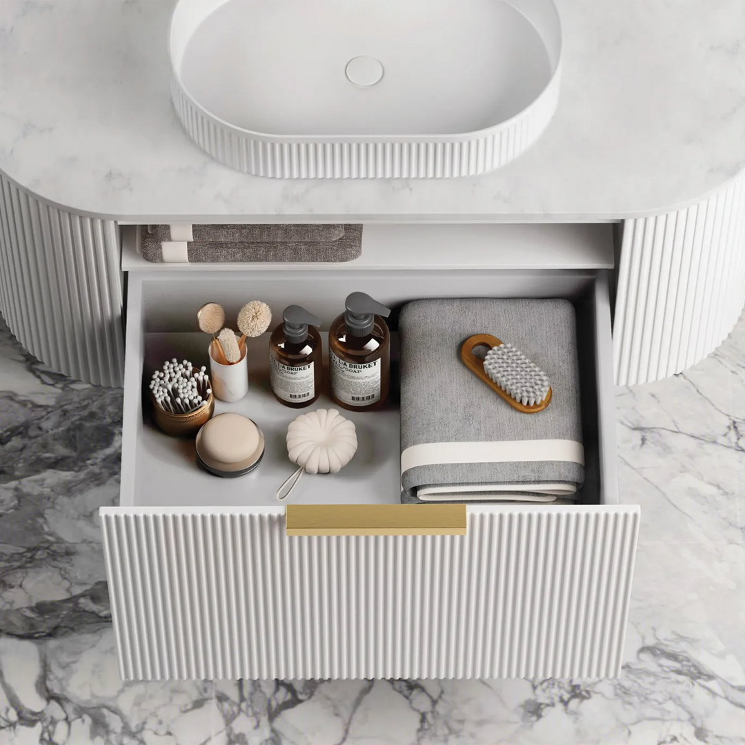 Otti - 1200wx450hx450d Bondi 1200mm Satin White Fluted Wall Hung Vanity (Cabinet Only)