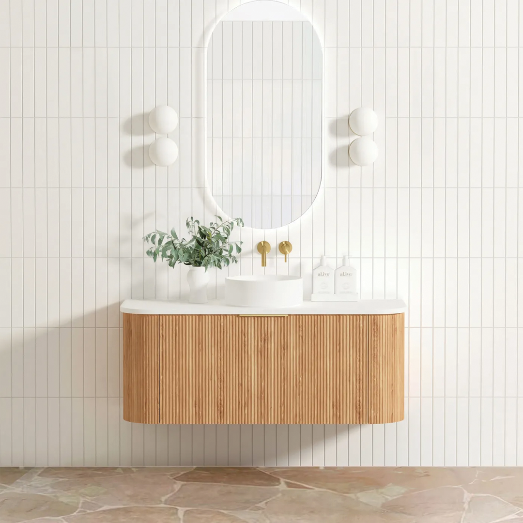 Otti - 1200wx450hx450d Bondi 1200mm Woodland Oak Fluted Wall Hung Vanity (Cabinet Only)