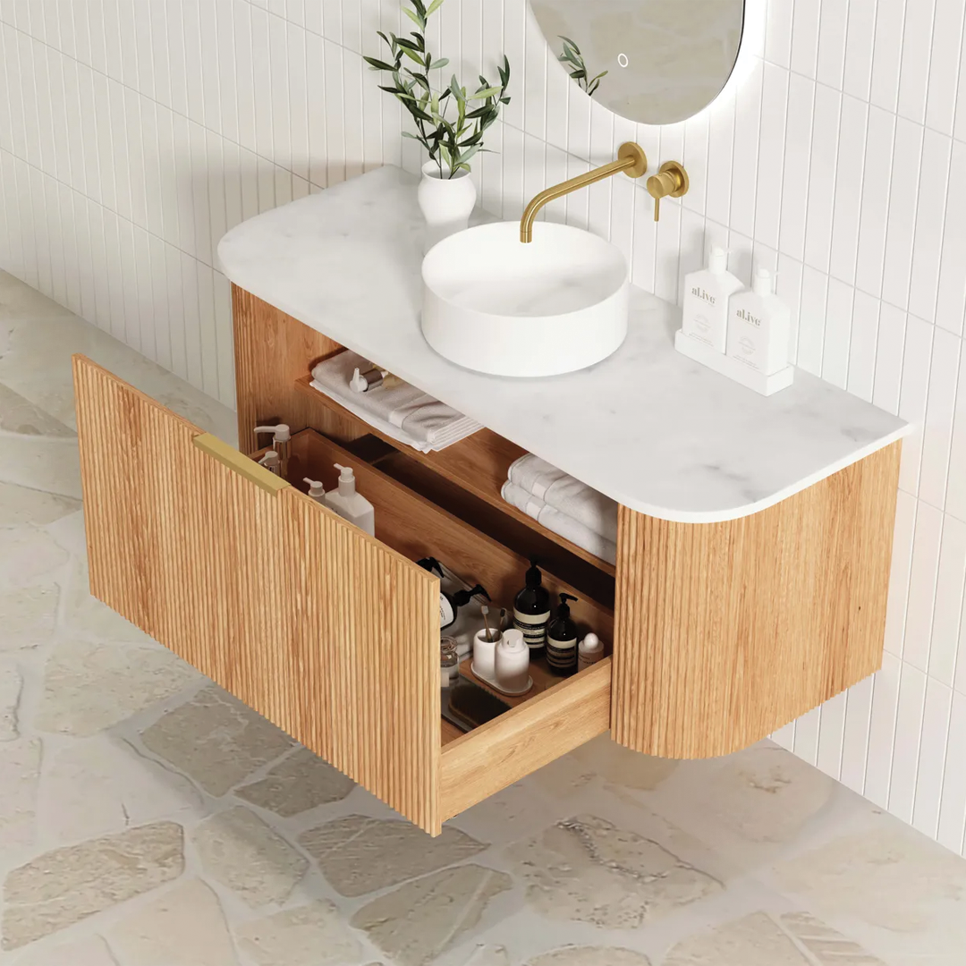 Otti - 1200wx450hx450d Bondi 1200mm Woodland Oak Fluted Wall Hung Vanity (Cabinet Only)