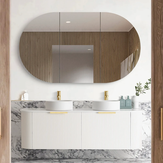 Otti - 1500wx450hx450d Bondi 1500mm Satin White Fluted Wall Hung Vanity (Cabinet Only)