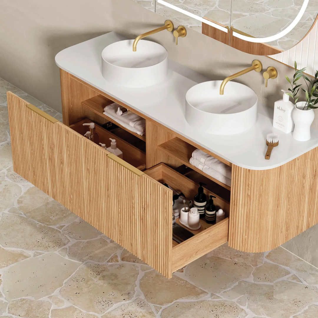 Otti - 1500wx450hx450d Bondi 1500mm Woodland Oak Fluted Wall Hung Vanity (Cabinet Only)