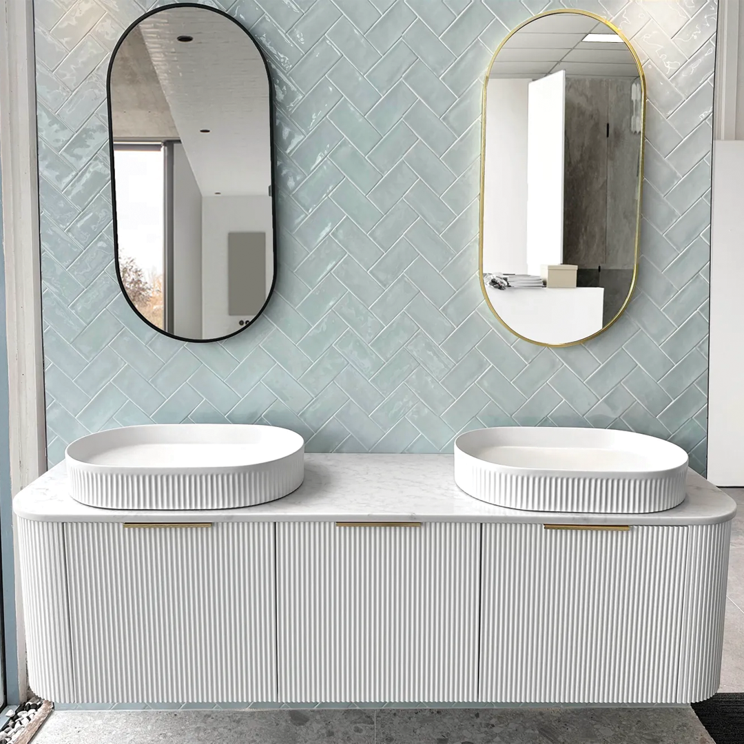 Otti - 1800wx450hx450d Bondi 1800mm Satin White Fluted Wall Hung Vanity (Cabinet Only)
