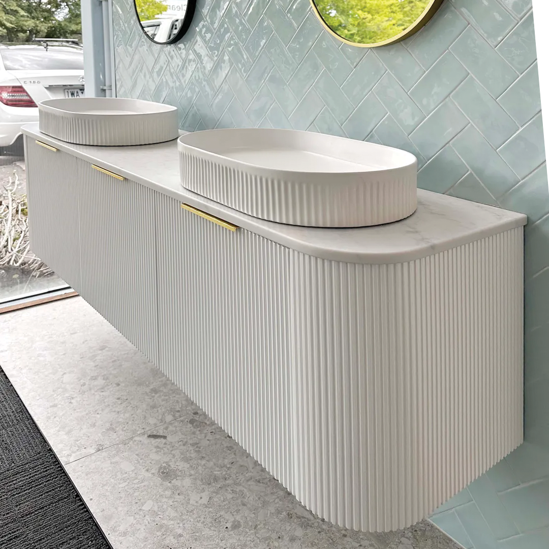 Otti - 1800wx450hx450d Bondi 1800mm Satin White Fluted Wall Hung Vanity (Cabinet Only)