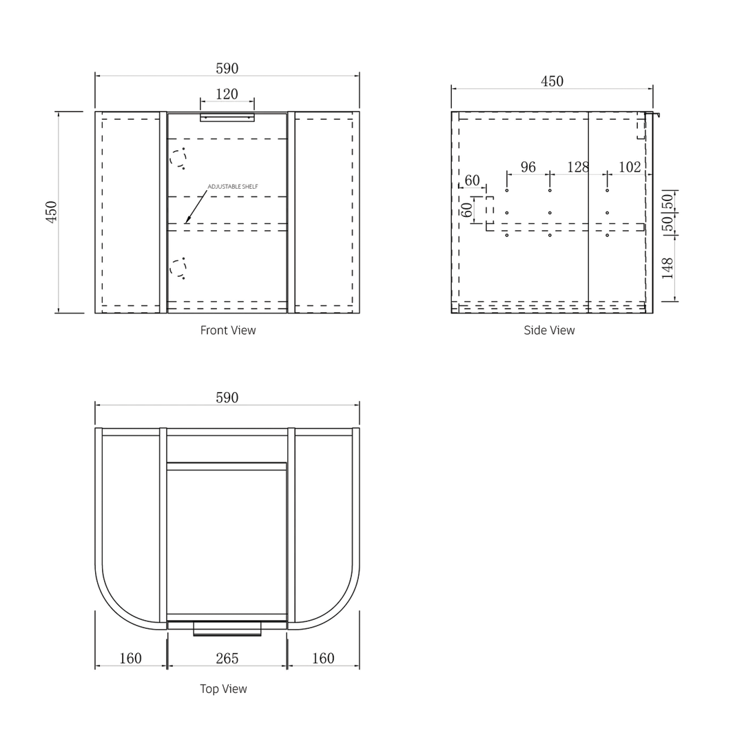 Otti - 590wx450hx450d Bondi Oak 600mm Woodland Oak Fluted Wall Hung Vanity (Cabinet Only)