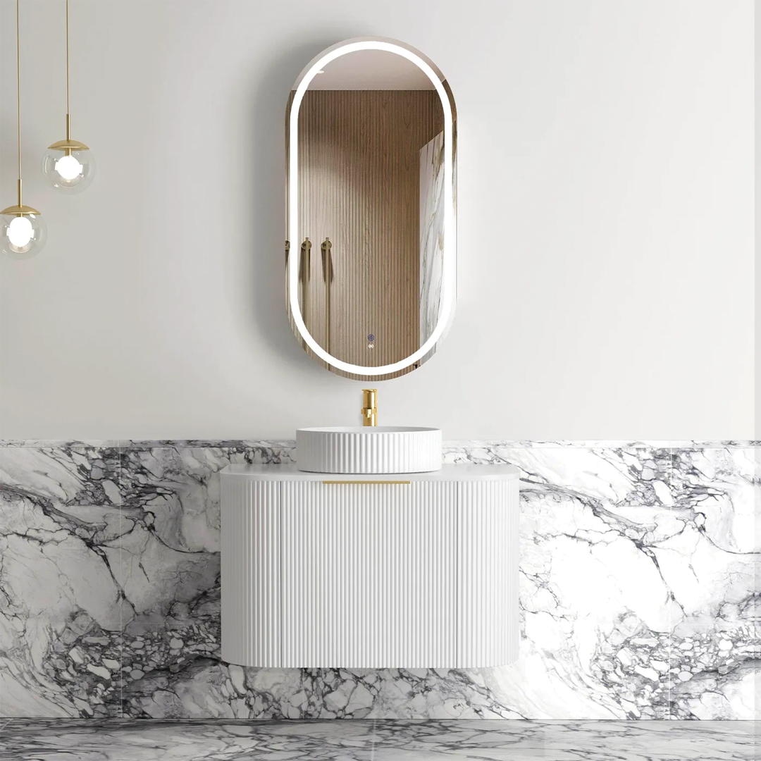 Otti - 750wx450hx450d Bondi 750mm Satin White Fluted Wall Hung Vanity (Cabinet Only)