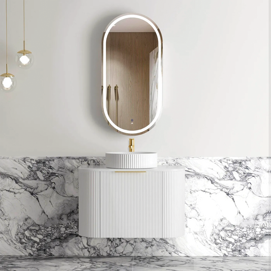 Otti - 750wx450hx450d Bondi 750mm Satin White Fluted Wall Hung Vanity (Cabinet Only)