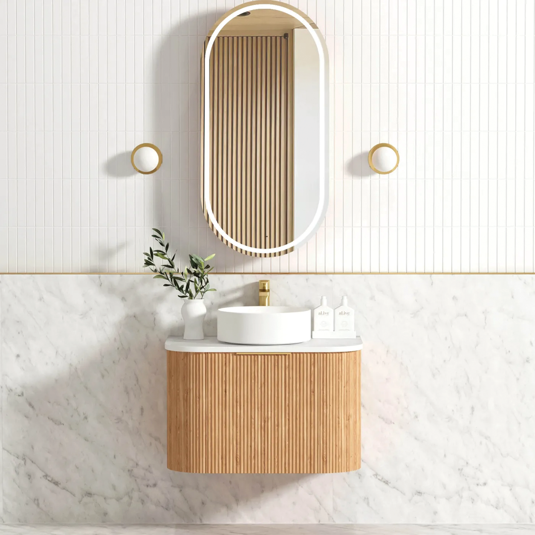 Otti - 750wx450hx450d Bondi 750mm Woodland Oak Fluted Wall Hung Vanity (Cabinet Only)