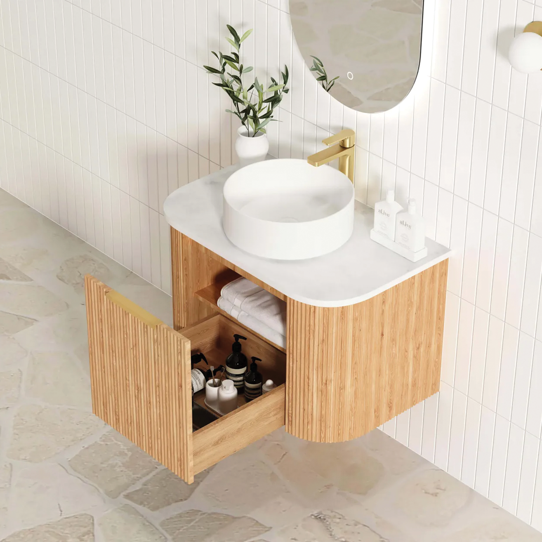 Otti - 750wx450hx450d Bondi 750mm Woodland Oak Fluted Wall Hung Vanity (Cabinet Only)