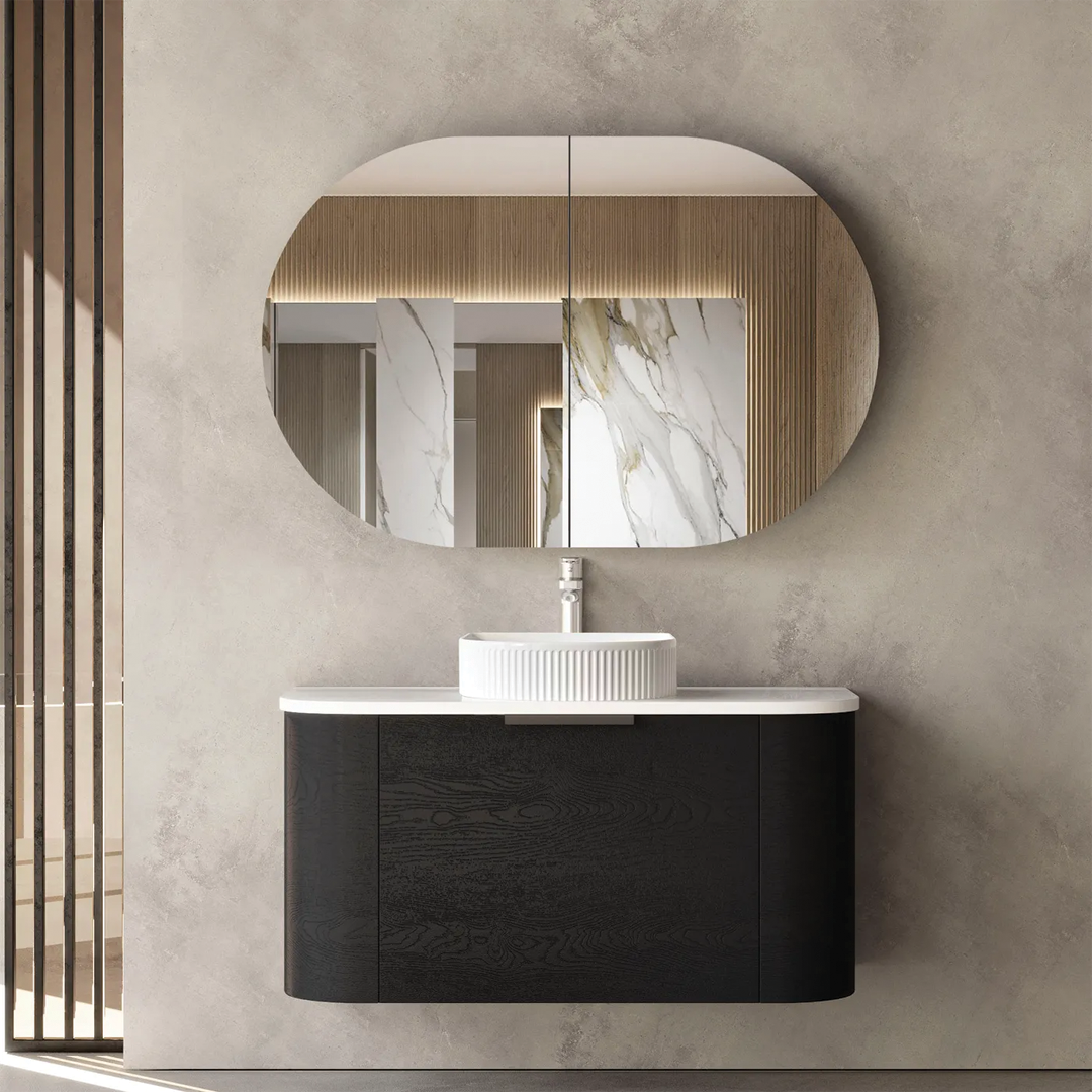 Otti - 900wx450hx450d Bondi Oak 900mm Black Oak Wall Hung Vanity (Cabinet Only)