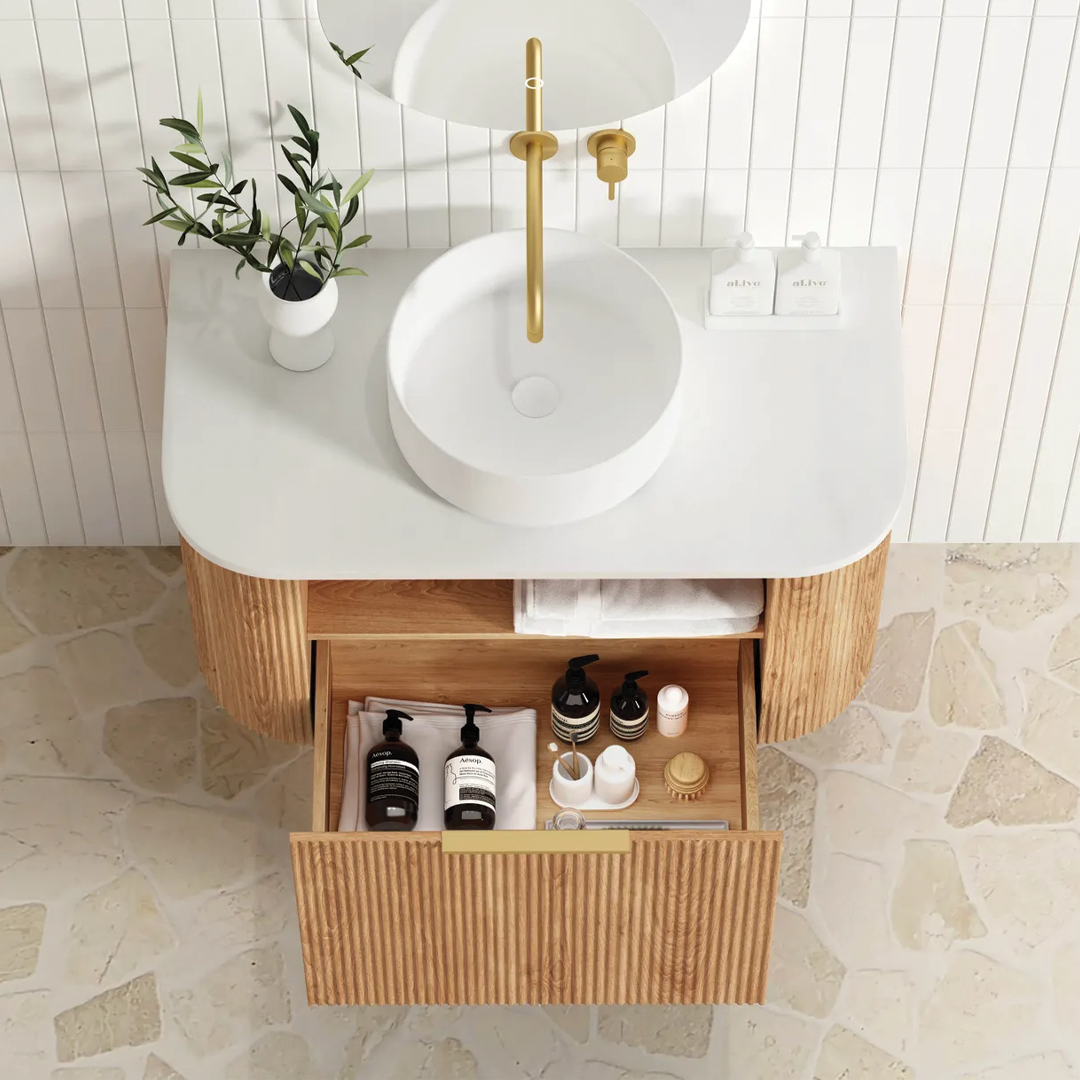 Otti - 900wx450hx450d Bondi 900mm Woodland Oak Fluted Wall Hung Vanity (Cabinet Only)