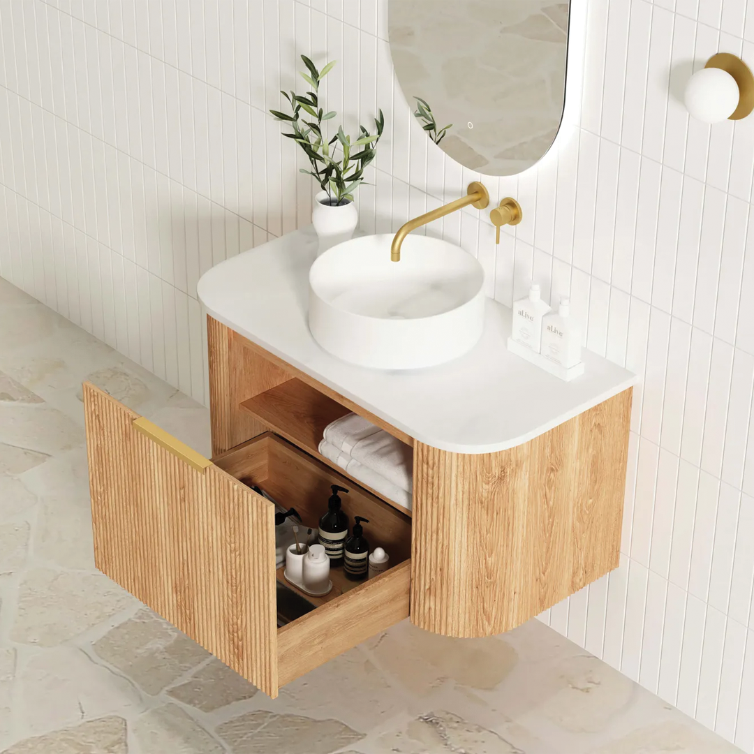 Otti - 900wx450hx450d Bondi 900mm Woodland Oak Fluted Wall Hung Vanity (Cabinet Only)
