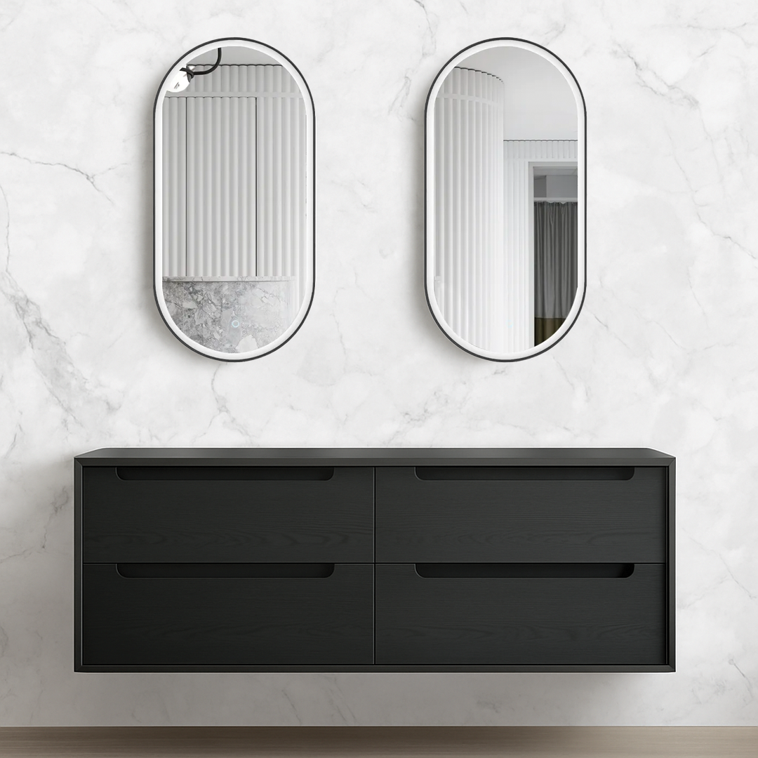 Otti - 1490wx550hx460d Byron Oak 1500mm Black Oak Wall Hung Vanity (Cabinet Only)