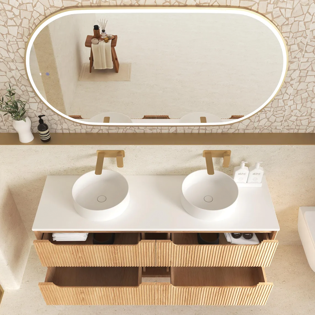 Otti - 1490wx550hx460d Byron Oak 1500mm Natural Oak Fluted Wall Hung Vanity (Cabinet Only)