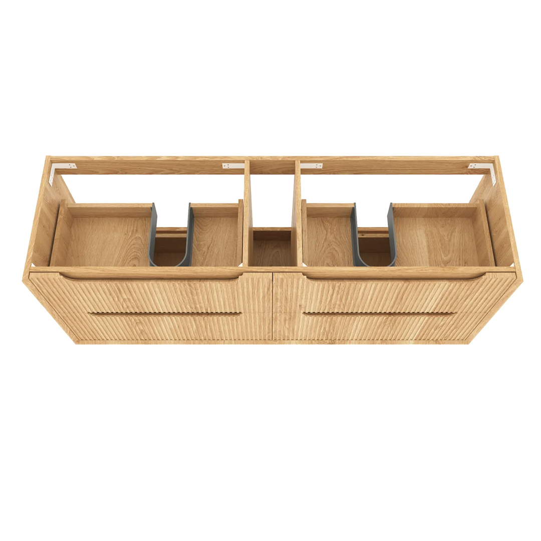 Otti - 1490wx550hx460d Byron Oak 1500mm Natural Oak Fluted Wall Hung Vanity (Cabinet Only)