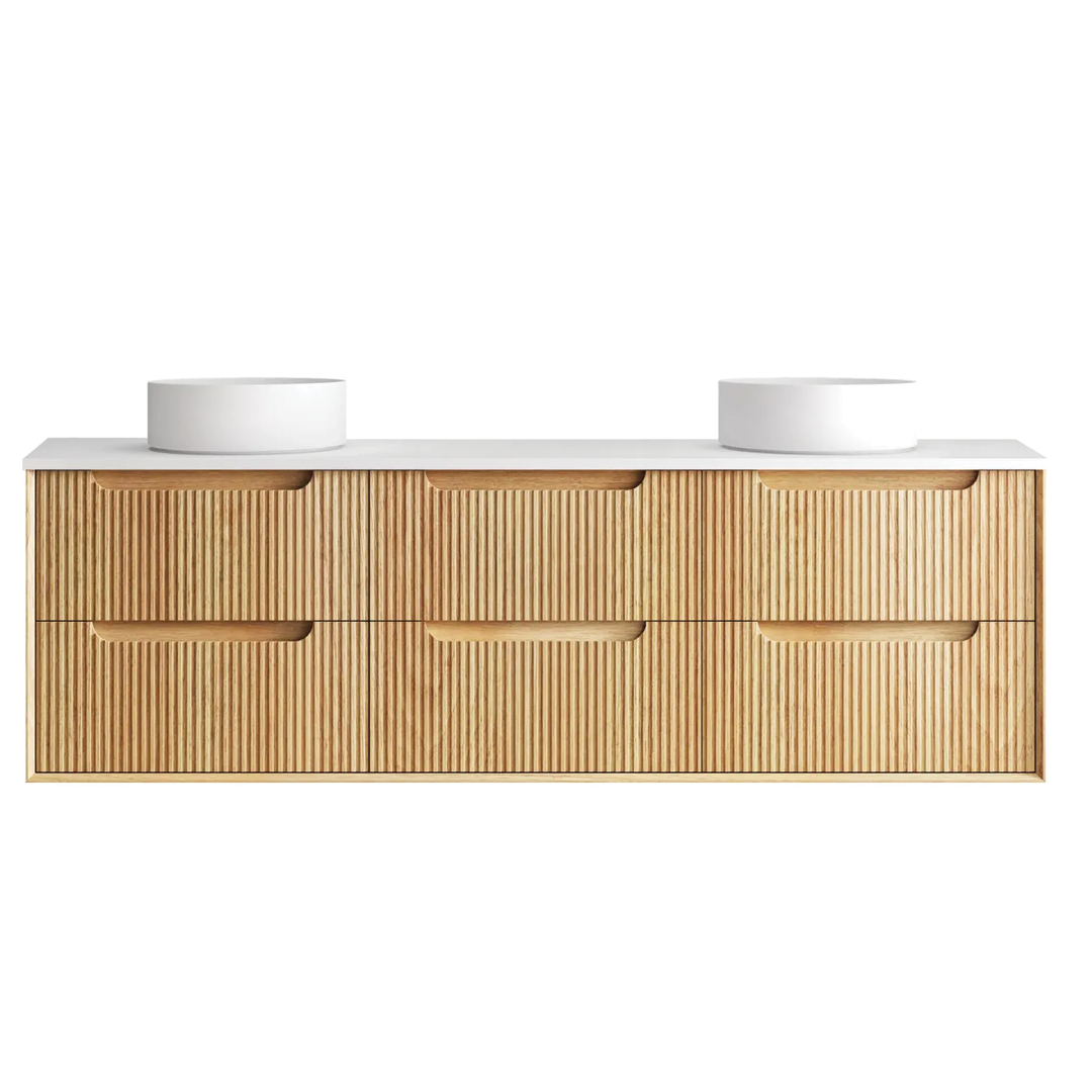 Otti - 1790wx550hx460d Byron Oak 1800mm Natural Oak Fluted Wall Hung Vanity (Cabinet Only)