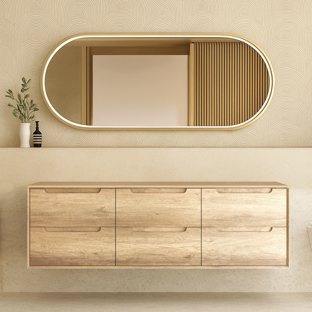 Otti - 1790wx550hx460d Byron Oak 1800mm Natural Oak Wall Hung Vanity (Cabinet Only)