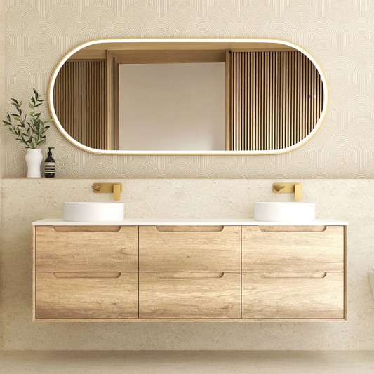 Otti - 1790wx550hx460d Byron Oak 1800mm Natural Oak Wall Hung Vanity (Cabinet Only)