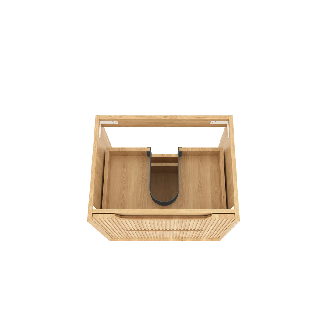 Otti - 590wx550hx460d Byron Oak 600mm Natural Oak Fluted Wall Hung Vanity (Cabinet Only)