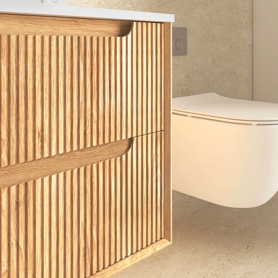 Otti - 740wx550hx460d Byron Oak 750mm Natural Oak Fluted Wall Hung Vanity (Cabinet Only)