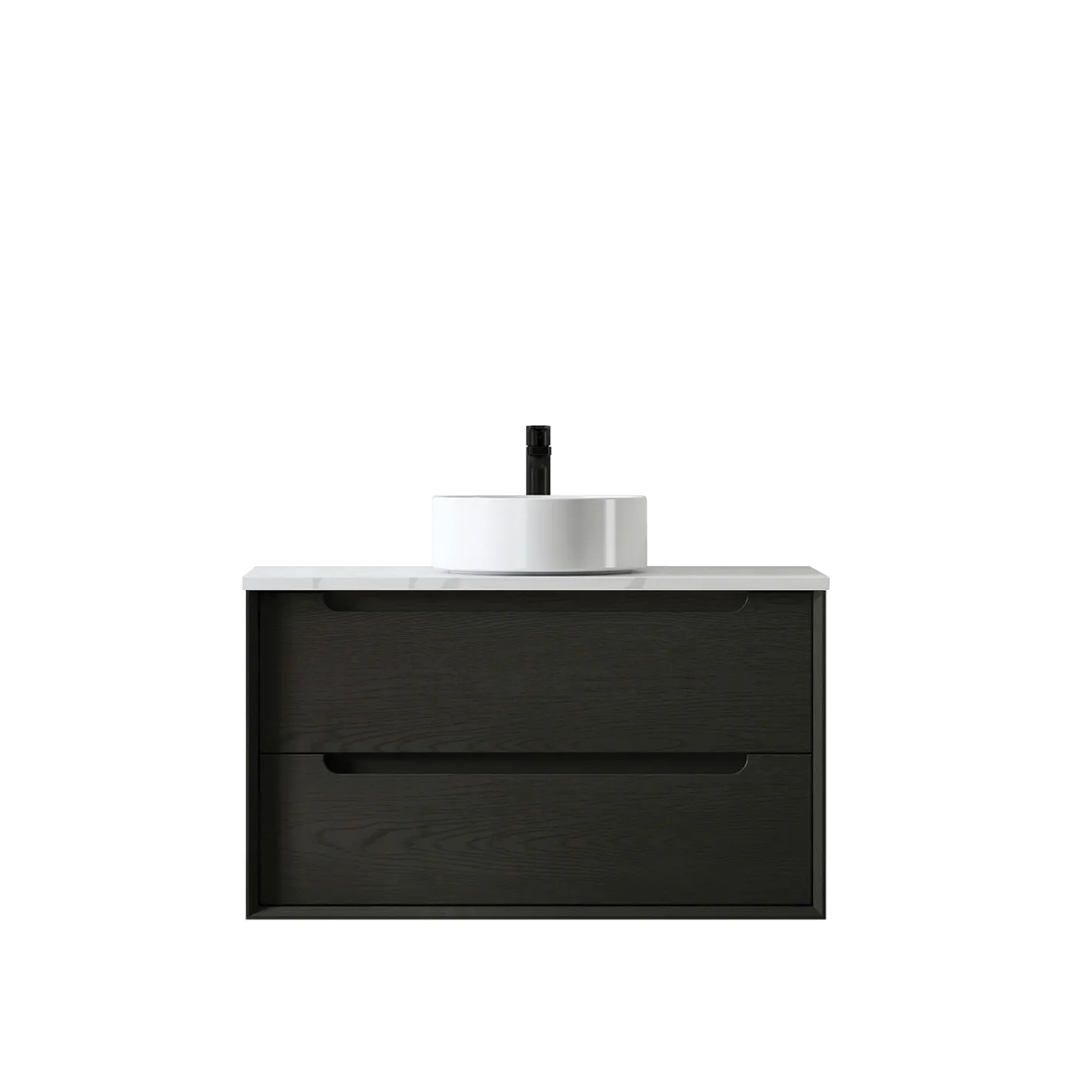 Otti - 890wx550hx460d Byron Oak 900mm Black Oak Wall Hung Vanity (Cabinet Only)