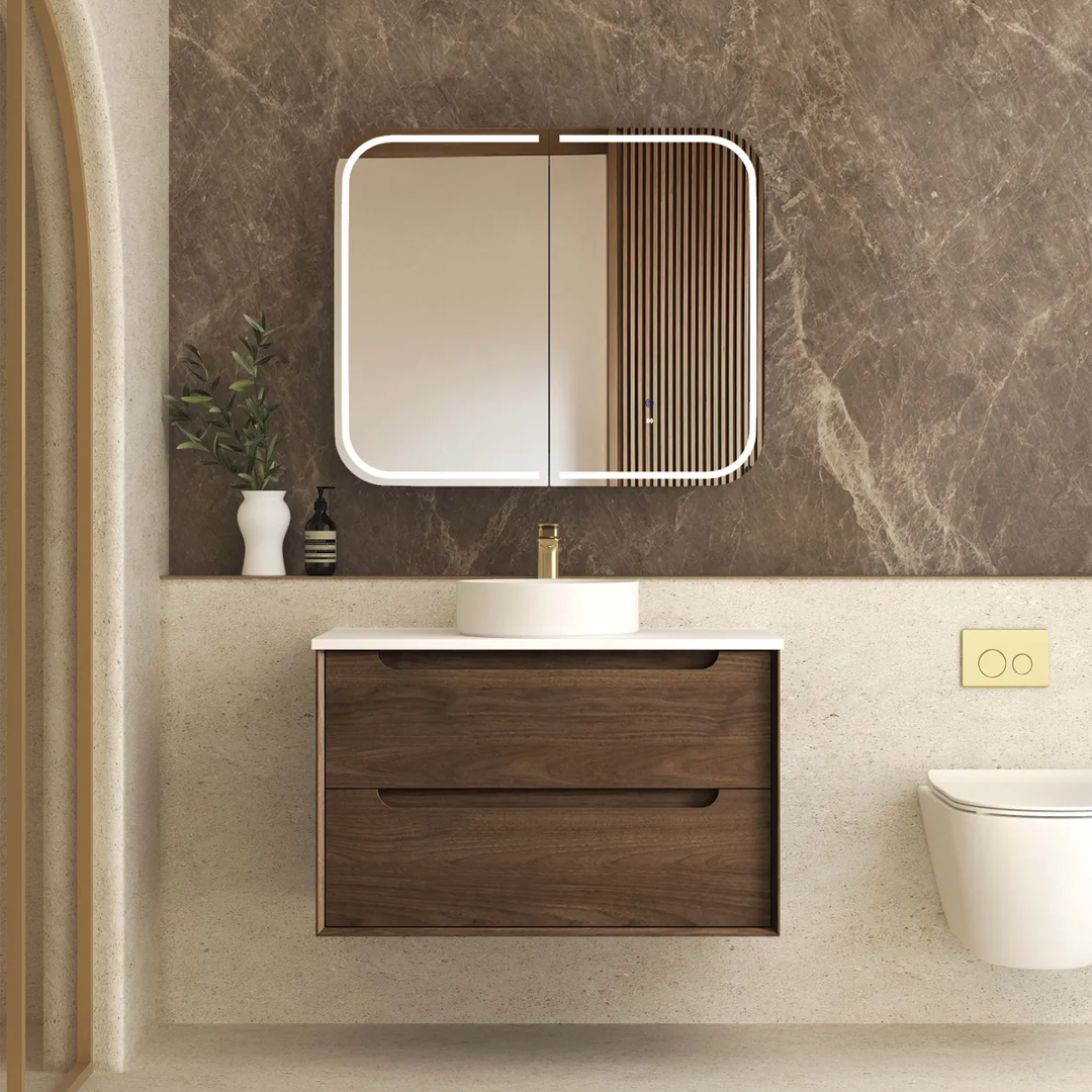 Otti - 890wx550hx460d Byron Oak 900mm Sable Walnut Wall Hung Vanity (Cabinet Only)