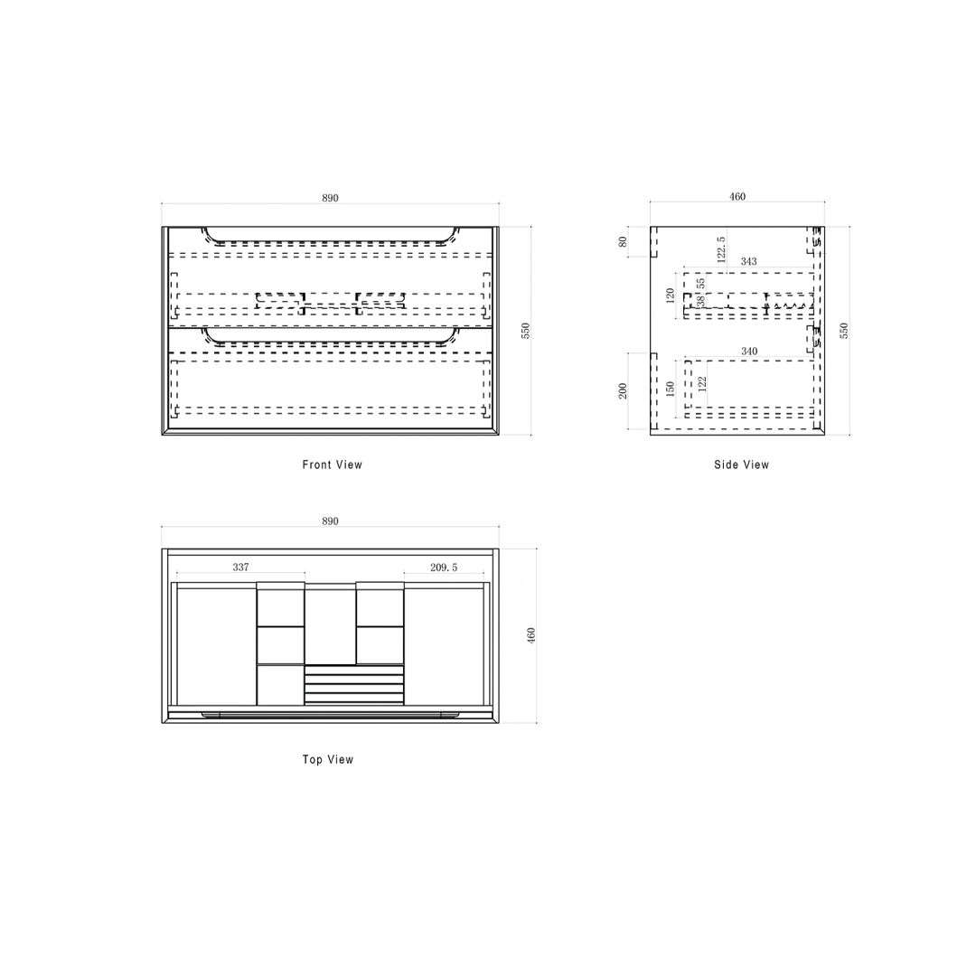 Otti - 890wx550hx460d Byron Oak 900mm Natural Oak Wall Hung Vanity (Cabinet Only)