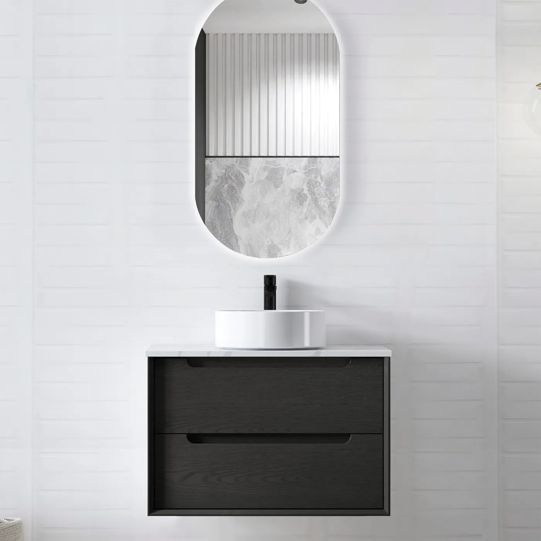 Otti - 740wx550hx460d Byron Oak 750mm Black Oak Wall Hung Vanity (Cabinet Only)