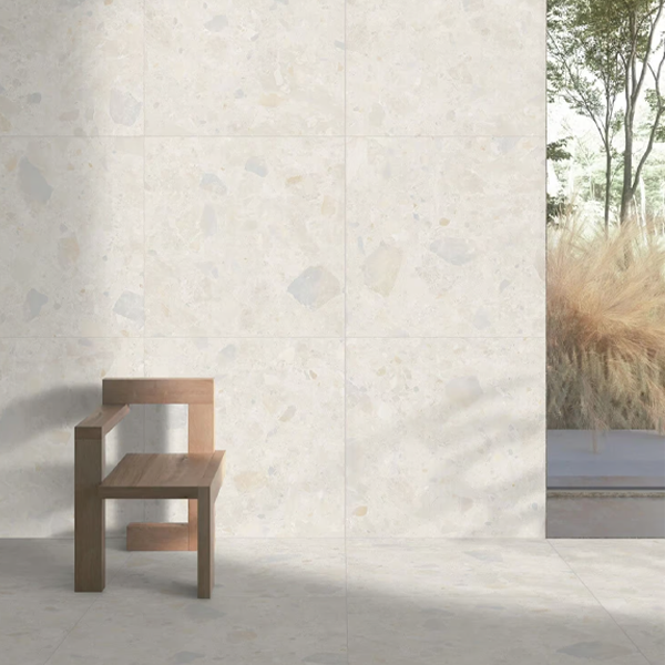600x600mm Capucino Ceramics - Terrazzo Rock Ivory